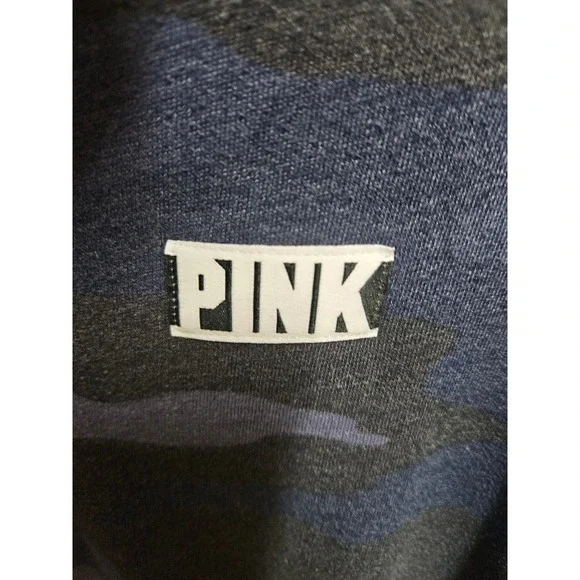 Victoria's Secret PINK Quarter Zip Pullover Blue‎ Camo Long Sleeve - Picture 2 of 4